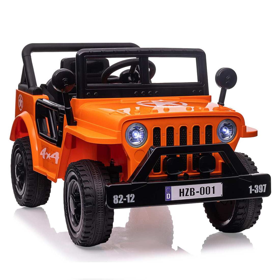 12V Kids Ride On Truck Car, Electric Ride On Car with Remote Control, Spring Suspension, Various Speeds, LED Lights, Music, and Safety Belt, Electric Ride On Toys for Kids 3+, Orange