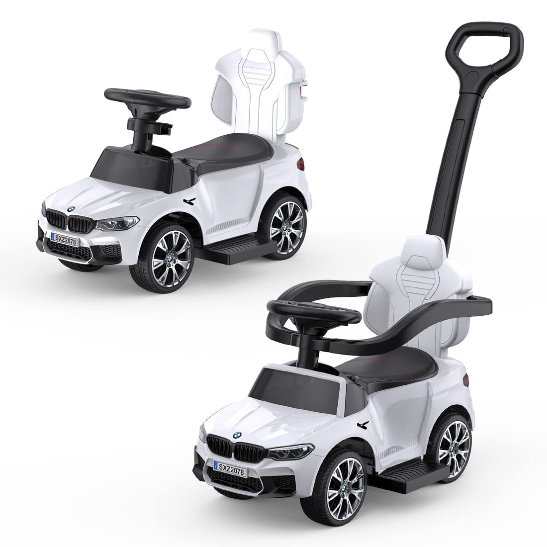Ride On Cars 4-in-1 Push Cars for Toddlers 1-3 with Led Lights, Music, Horn and Controllable Push Handle