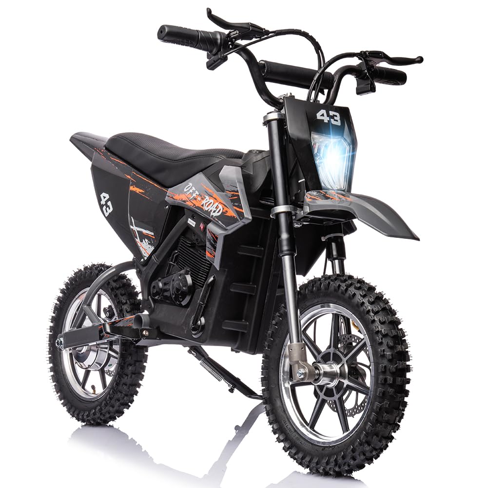 36V Kids Electric Dirt Bike, 350W, 15.5MPH, LED, 175lbs Max