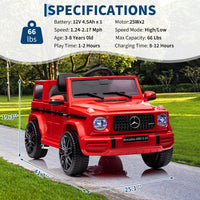 Garvee Ride P Series 12V Mercedes-Benz G63 Ride-On: Remote Control, Suspension, Soft Start, LED, Bluetooth, Music, 2x25W Motors - Red