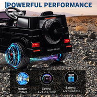 Garvee Ride P Series 12V Mercedes-Benz G63 Ride-On: Remote Control, Suspension, Soft Start, LED, Bluetooth, Music, 2x25W Motors - Black