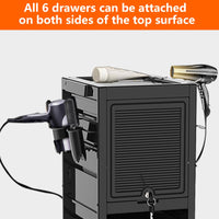 Garvee Salon Tool Storage Trolley Rolling Cart with 6 Trays & 3 Heat Resistant Appliance Holder, SPA Beauty Hairdressing Lockable Tool Cart with 2 Keys - Extra Storage New Upgrade