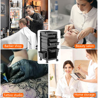 Garvee Salon Tool Storage Trolley Rolling Cart with 6 Trays & 3 Heat Resistant Appliance Holder, SPA Beauty Hairdressing Lockable Tool Cart with 2 Keys - Extra Storage New Upgrade