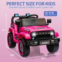 Kids Ride On Truck Car, 12V Battery Powered Electric Vehicle Toy w/Parent Remote Control, Spring Suspension, 3 Speeds, LED Light, Music & Horn, Electric Cars for Kid, Gift for Boy Girl, Deep Red