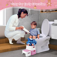Garvee 2 Step Stools for Kids, Toddler Step Stool for Toilet Potty Training, Anti-Slip Potty Stools with Numbers/ABC, Bathroom Step Stool for Kitchen - Pink