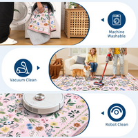 Garvee Washable Floral Rug Non Slip Living Room Rug, Area Rugs Vintage Distressed Soft Carpet for Bedroom, Dinning Room, Home Office