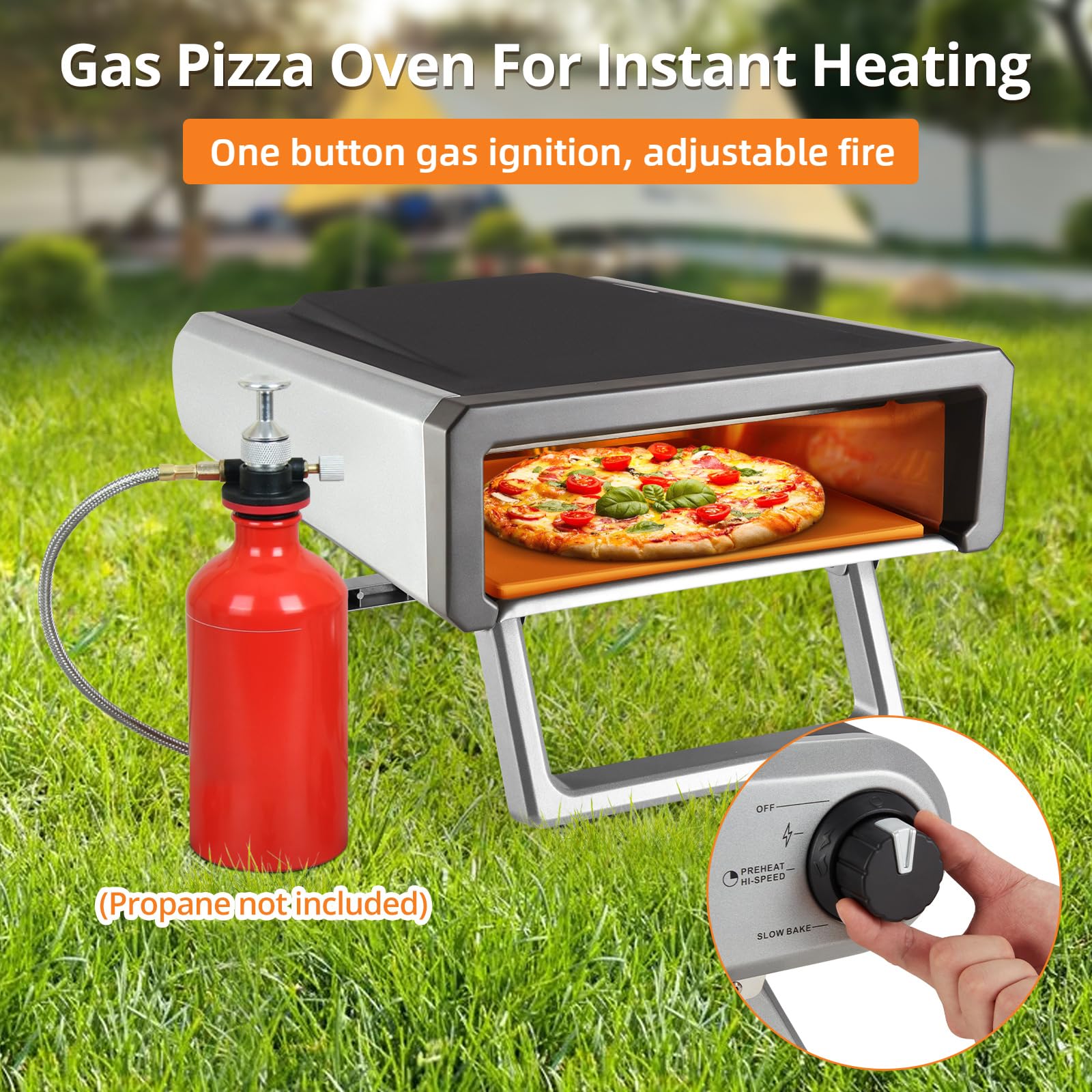 12" Portable Propane Pizza Oven, Stainless Steel, Outdoor