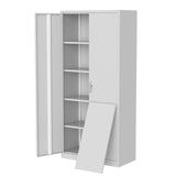 Garvee 71" Storage Cabinet with Locking Doors, Tall Metal Cabinet 4 Adjustable Shelves & Leveling Feet | Heavy-Duty Organizer for Pantry, Garage, Bedroom, Office, Craft Room - White - with Handle