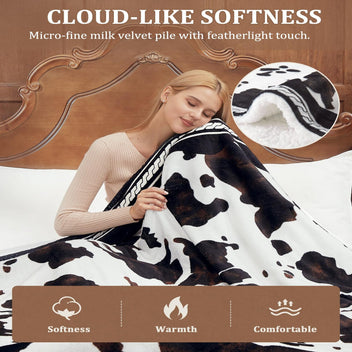 Garvee Heated Electric Blanket King Size with LCD Dual Controller, Cow Print Heating Blankets, 10 Heat Levels & 1-12H Time Settings, ETL Certified, Machine Washable, Brown White, 90" x 100"
