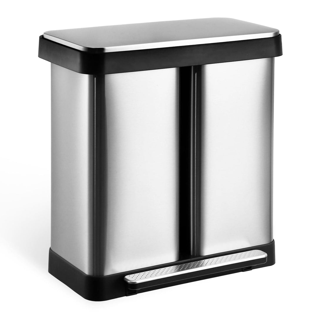 2x30L Stainless Steel Trash Can with Pedal, Lid & Inner Buckets