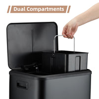 GARVEE 2x15L Stainless Steel Dual Trash Can with Pedal & Lid