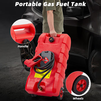 Garvee 3-Pack Fuel Caddy 15 Gallon Portable Diesel Fuel Caddy with Pump, 10ft Hose, Manual Siphon 7.5 L/min, UV-Resistant for Garage and Workshop, Red