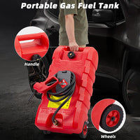 Garvee Fuel Caddy 15 Gallon Portable Diesel Fuel Caddy with Pump, 10ft Hose, Manual Siphon 7.5 L/min, UV-Resistant for Garage and Workshop, Red