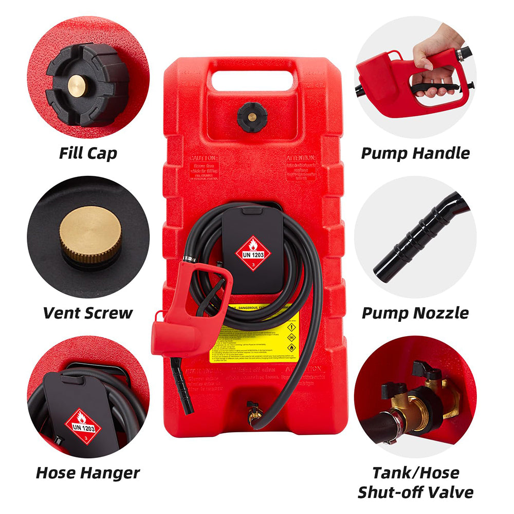 Garvee Fuel Caddy 15 Gallon Portable Diesel Fuel Caddy with Pump, 10ft Hose, Manual Siphon 7.5 L/min, UV-Resistant for Garage and Workshop