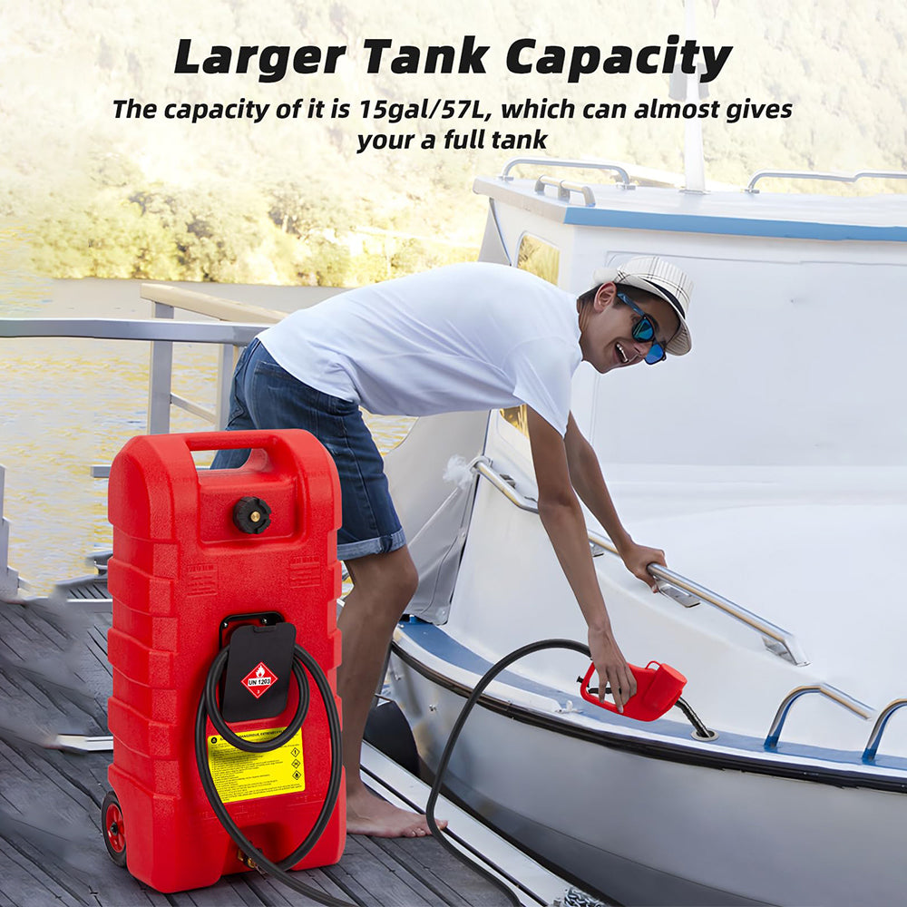 Garvee Fuel Caddy 15 Gallon Portable Diesel Fuel Caddy with Pump, 10ft Hose, Manual Siphon 7.5 L/min, UV-Resistant for Garage and Workshop