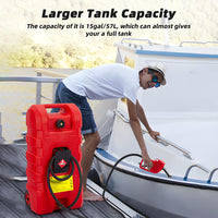 Garvee Fuel Caddy 15 Gallon Portable Diesel Fuel Caddy with Pump, 10ft Hose, Manual Siphon 7.5 L/min, UV-Resistant for Garage and Workshop, Red