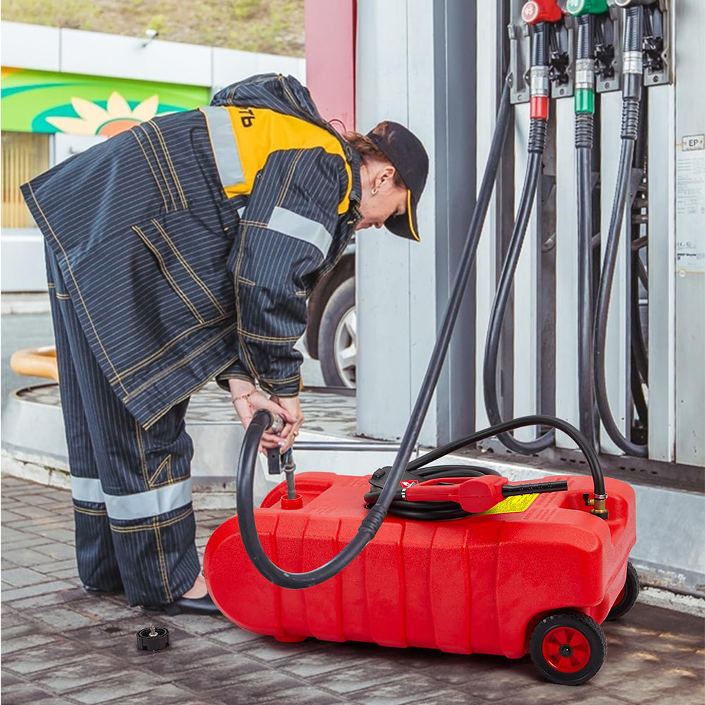 Garvee Fuel Caddy 15 Gallon Portable Diesel Fuel Caddy with Pump, 10ft Hose, Manual Siphon 7.5 L/min, UV-Resistant for Garage and Workshop