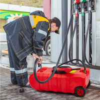 Garvee Fuel Caddy 15 Gallon Portable Diesel Fuel Caddy with Pump, 10ft Hose, Manual Siphon 7.5 L/min, UV-Resistant for Garage and Workshop, Red