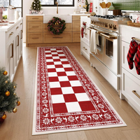 Garvee Red 2x6 Runner Rug Washable Non Slip Indoor Christmas Decor Checkered Soft Low Pile Carpet for Kitchen Entryway Living Room Bedroom