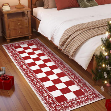 Garvee Red 2x6 Runner Rug Washable Non Slip Indoor Christmas Decor Checkered Soft Low Pile Carpet for Kitchen Entryway Living Room Bedroom