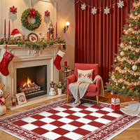 Garvee Red 5x7 Area Rugs for Living Room, Washable Non Slip Christmas Decor Carpet, Checkered Soft Low Pile Rug for Bedroom and Dining Room