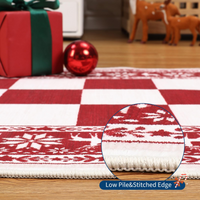Garvee Red 5x7 Area Rugs for Living Room, Washable Non Slip Christmas Decor Carpet, Checkered Soft Low Pile Rug for Bedroom and Dining Room