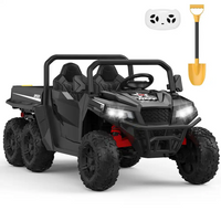 Garvee Ride - P Series: 24V 4WD Electric Ride On Dump Truck with Remote Control, 2-Seater, Music Player, LED Lights, Key Start Safety System, Durable Plastic, Off-Road Kids Toy for Ages 3+ - Black