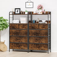 Garvee 5 Drawers Dresser for Bedroom with Shelf ,Chest of Drawers & Storage Drawers, Tall Fabric Storage Dresser for Living Room, Organizer Unit, Easy Assembly, Rustic Brown