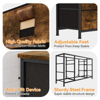 Garvee 10 Drawers Dresser TV Stand with Power Outlet for 55'' Long TV Stand, Wide Dresser Console Table for Storage Entertainment Center in Closet, Living Room, Entryway, Wood Top - Rustic Brown