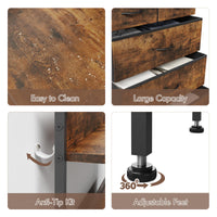 Garvee 5 Drawers Dresser for Bedroom with Shelf ,Chest of Drawers & Storage Drawers, Tall Fabric Storage Dresser for Living Room, Organizer Unit, Easy Assembly, Rustic Brown