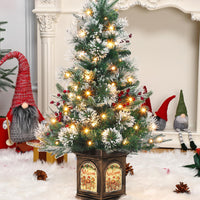 Garvee 3ft Small Christmas Tree, Pre Lit Snow Flocked Artificial Christmas Tree with 78 Warm White LED Lights, Premium Xmas Pine Tree for Christmas Decoration, Yard, Home, Office