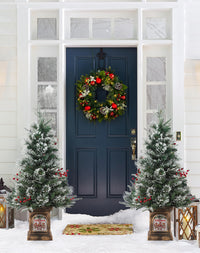 Garvee 3ft Small Christmas Tree, Pre Lit Snow Flocked Artificial Christmas Tree with 78 Warm White LED Lights, Premium Xmas Pine Tree for Christmas Decoration, Yard, Home, Office