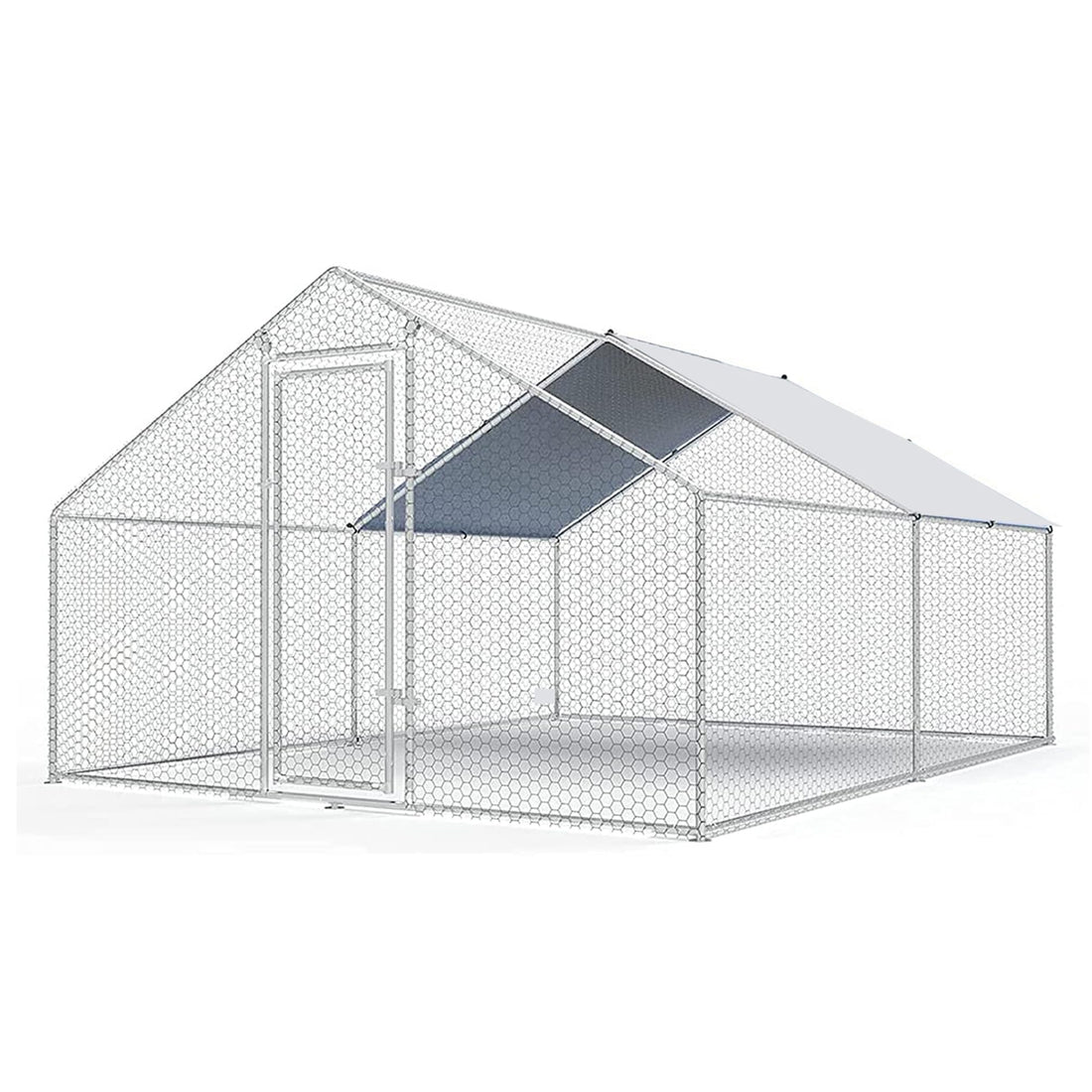 Large Chicken Coop, Metal Chicken Run for Yard with Waterproof and Anti-UV Cover, Walk in Fence Cage for Outdoor Farm Use 13.1ft x 9.8ft x 6.4ft