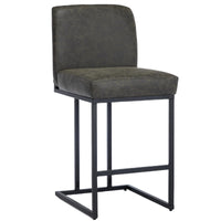 Garvee 24" Bar Stools, Counter Height Bar Stools with Back, Modern PU Leather Barstools for Kitchen Island, Upholstered Bar Chair with Black Metal Frame Footrest, 1 Pack, Grey