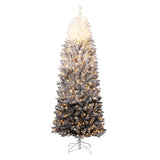 Garvee 6FT Pencil Christmas Tree Prelit, Black Gradient Snow Flocked Holiday Decoration Xmas Tree with 230 Dual Color LED Lights & 610 Branch Tips, Includes Metal Stand - Black Gradient