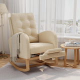 Garvee Nursery Rocking Chair with Adjustable Footrest, Teddy Fleece Upholstery, Sturdy Wooden Legs & High Backrest, Comfortable Glider Rocking Chair for Living Room or Bedroom, Light Brown - Light Brown|Teddy