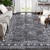Garvee Bordered Minimalist Non-Slip Area Rug for Living Room & Home Decor, Washable and Stain-Resistant Carpet