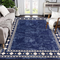 Garvee Bordered Minimalist Non-Slip Area Rug for Living Room & Home Decor, Washable and Stain-Resistant Carpet
