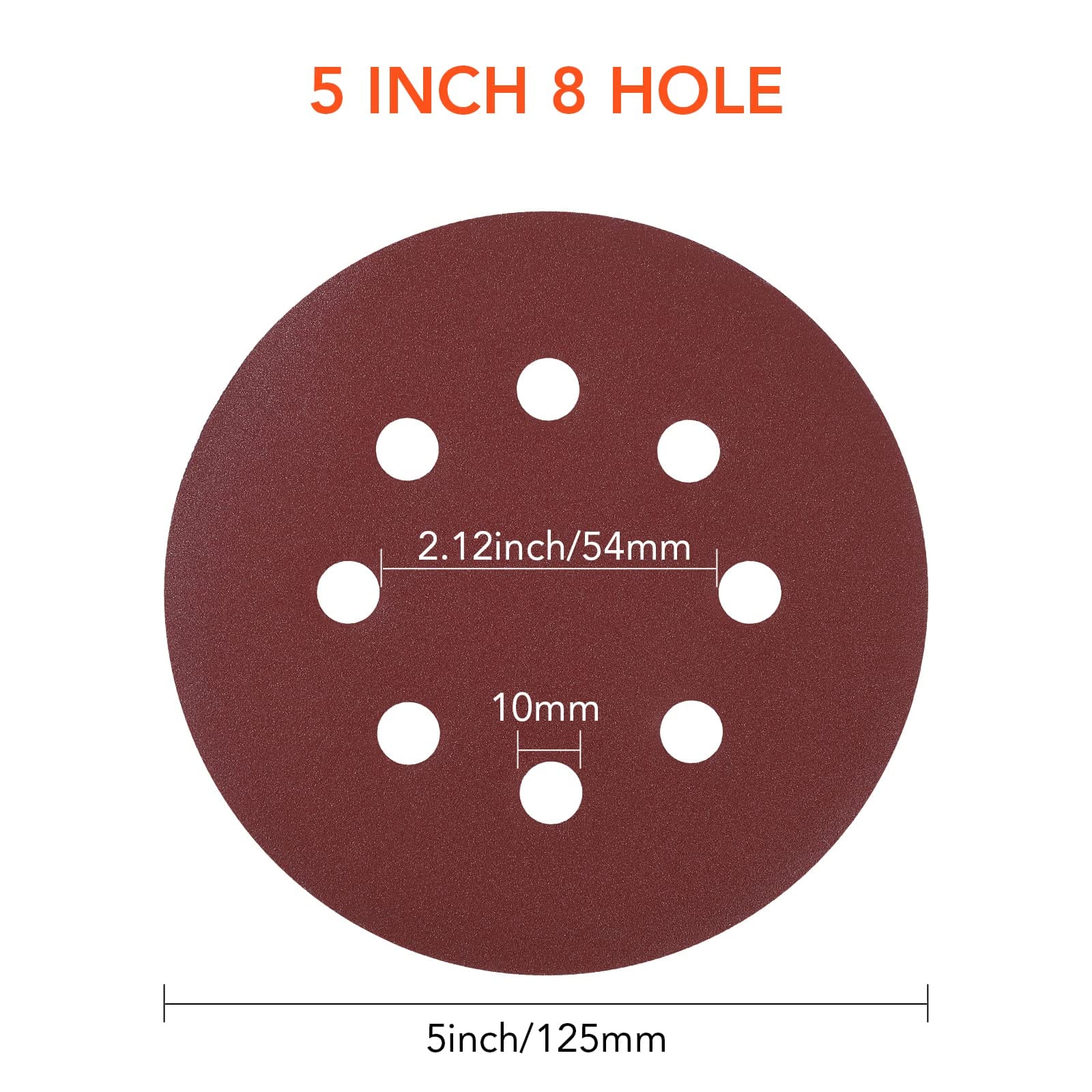 8-Hole Hook-and-Loop Sanding Discs Sander Paper Brown