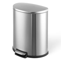 GARVEE 50L Trash Can Semi-Circular Steel Pedal Recycle Bin with Lid and Inner Buckets Hands-Free
