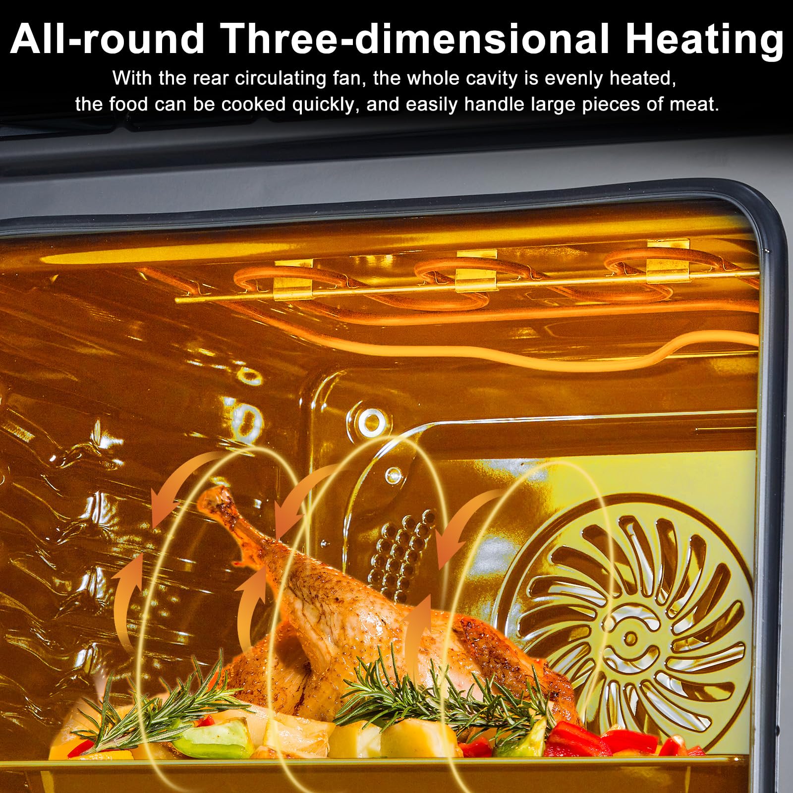 24 Inch Stainless Single Wall Oven, LED Screen, 5 Modes