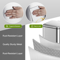 Garvee 8 Gallon Step Trash Can, Square Fingerprint-Proof Garage Can with Soft-Close Lid for Kitchen, with Removable Inner Bucket, 30-Liter