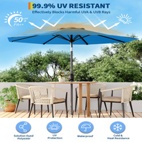 Garvee 9' Patio Umbrella, Outdoor Table Umbrella – Market Umbrella, Tilt & Crank, UV Waterproof, 8 Ribs, Turquoise