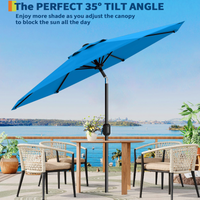 Garvee 9' Patio Umbrella, Outdoor Table Umbrella – Market Umbrella, Tilt & Crank, UV Waterproof, 8 Ribs, Turquoise