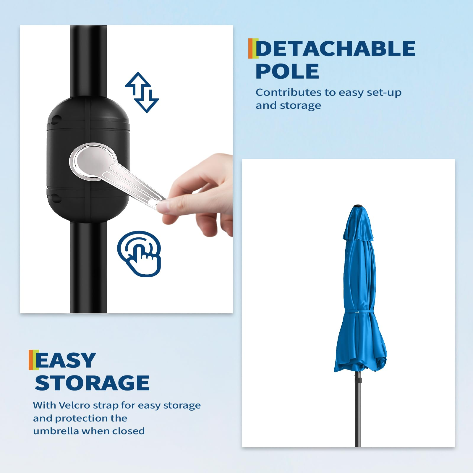 Garvee 9' Patio Umbrella, Outdoor Table Umbrella – Market Umbrella, Tilt & Crank, UV Waterproof, 8 Ribs, Turquoise