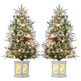 Garvee 3ft Pre-Lit Christmas Tree, Small Lighted Christmas Tree with Lighting Elk Base, Artificial Xmas Trees with 78 LED Lights & 8 Lighting Modes Christmas Decoration for Home, Office, Set of 2 - Snowelk-8 Light Modes-2 Pack