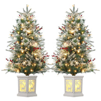 Garvee 3ft Pre-Lit Christmas Tree, Small Lighted Christmas Tree with Lighting Elk Base, Artificial Xmas Trees with 78 LED Lights & 8 Lighting Modes Christmas Decoration for Home, Office, Set of 2