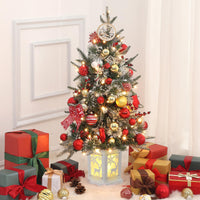 Garvee 3ft Pre-Lit Christmas Tree, Small Lighted Christmas Tree with Lighting Elk Base, Artificial Xmas Trees with 78 LED Lights & 8 Lighting Modes Christmas Decoration for Home, Office, Set of 2