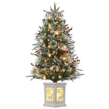 Garvee 3ft Pre-Lit Christmas Tree, Artificial Christmas Trees with Lighting Elk Base, Mini Christmas Trees with 78 LED Lights, Battery Operated and Timer Function, Xmas Decoration for Home - Snowelk-8 Light Modes-1 Pack
