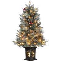 Garvee 3 ft Christmas Tree, Small Prelit Snow Flocked Christmas Tree with 78 Warm White Lights, Battery Box, 8 Lighting Modes, Xmas Holiday Decor for Tabletop, Home, Entrances
